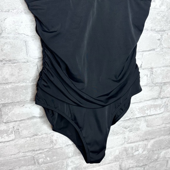 Boden Talamanca Swimsuit Black Size 10 LONG Style S0041 One Piece Ruched Waist - Picture 4 of 12